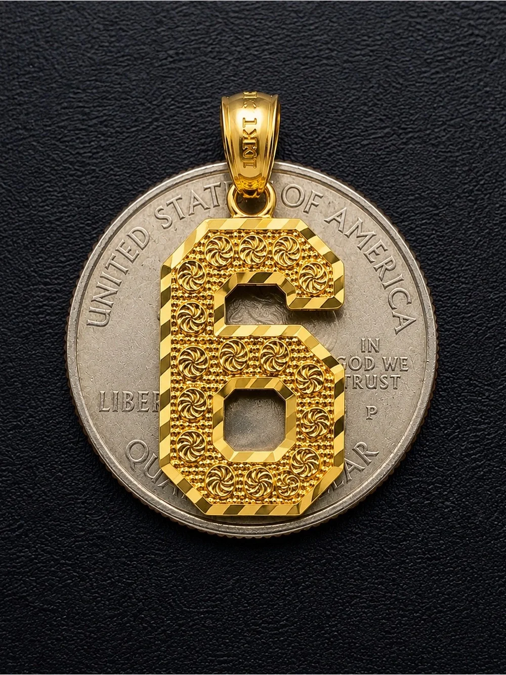 10KT Real Gold Number 6 Pendant - Gold